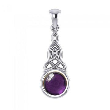 Triquetra Silver Pendant with Gem TP2937 - Jewelry